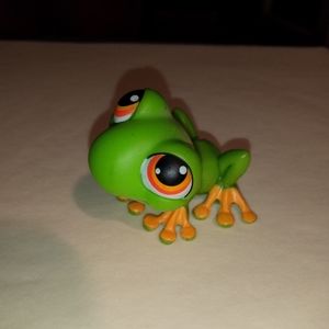 Lps Littlest Pet Shop pet frog #264 Green frog orange eyes